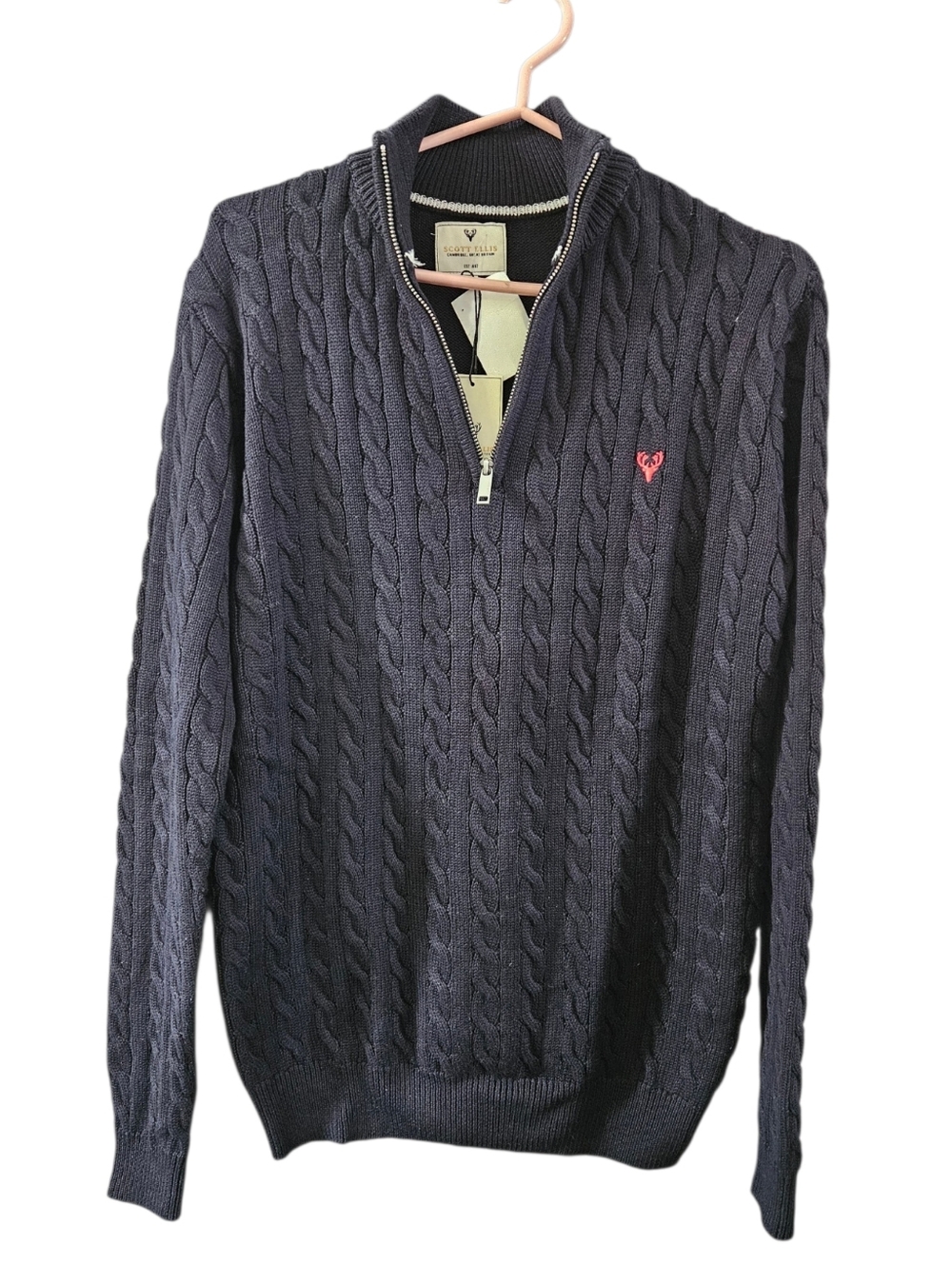 Men's Navy Blue Cable Knit Sweater